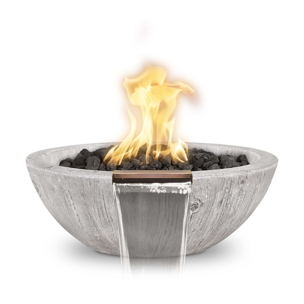 The Outdoor Plus 27 Round Sedona Fire, Water Bowl, Wood Grain GFRC Concrete, Ivory, Match Lit w/Flame Sense, Liq. Propane OPT-27RWGFWFSML-IVY-LP - main